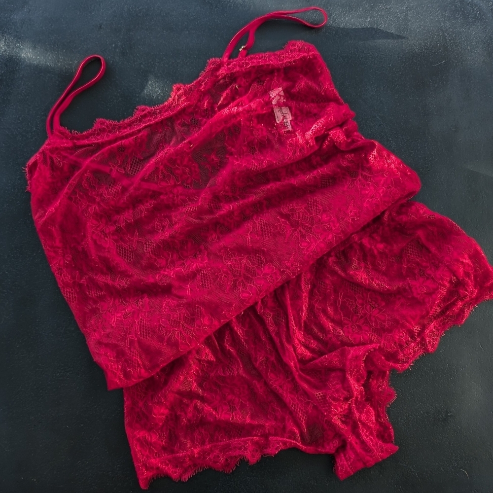 Adorable & Sexy - Drop Waist Red Lace Romper